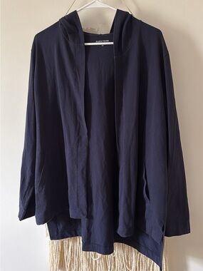 Eileen Fisher Organic Cotton Hooded Open Front Cardigan Sweater Size Large
